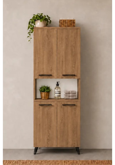 Reyo Enda Home Listra 4 Kapaklı Çok Amaçlı Dolap 170,8 Cm, Raflı, Ayaklı Depolama Dolabı - Atlantik Çam Reyo Enda Home Listra 4 Kapaklı Çok Amaçlı Dolap 170,8 Cm, Raflı, Ayaklı Depolama Dolabı - Atlantik Çam
