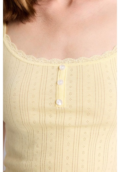 Defacto %100 Pamuk Slim Fit Dantel Detaylı Açık Sarı Atlet H6958ax26spyl83 Sarı-yl83