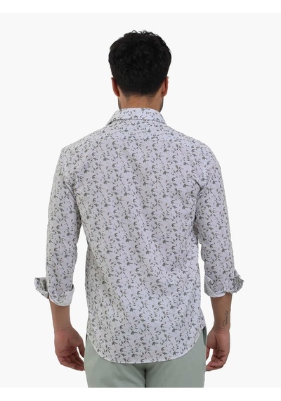 Dufy Yeşil Erkek Slim Fit Çiçek Desenli Brent Yaka Uzun Kol Gömlek - 104785-yeşil Yeşil