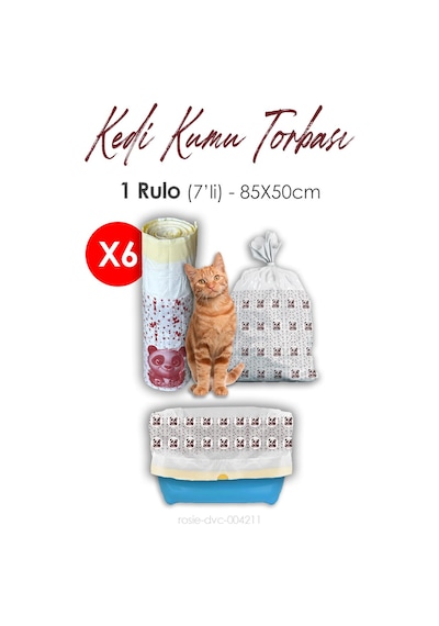 Rosie 6 Rulo Kedi Kumu Torbası 85 x 50 CM 7'li