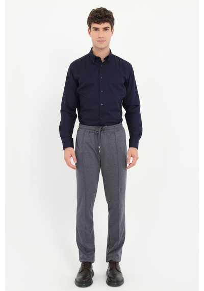 Dufy Erkek Slim Fit Lacivert Örme Pantolon-25448