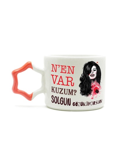Nen Var Kuzum Baskılı Turuncu Kulplu Yıldız Kupa