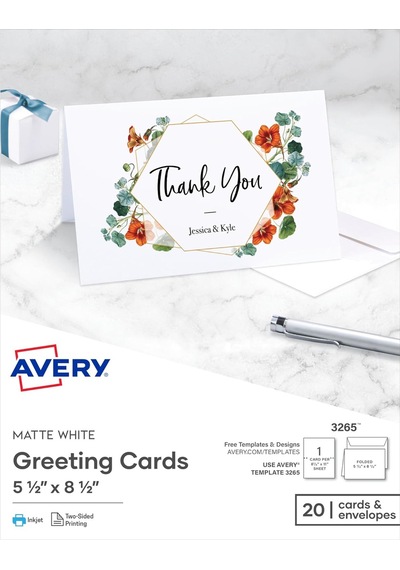 Avery Greeting Cards, Inkjet Yazıcılar, 20 Boş Kart Ve Zarf, 5,5