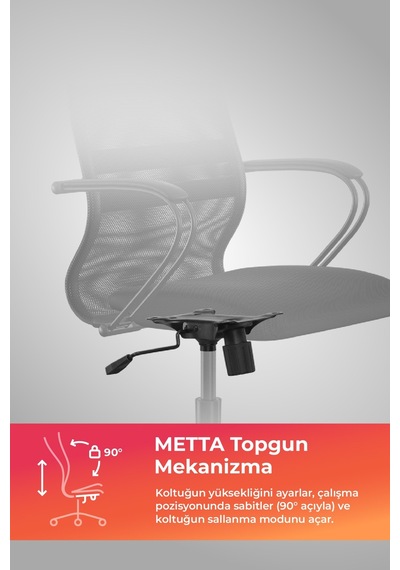 Ergolife Sit 8 Ofis Koltuğu Krom Ayaklı, Tekerlekli, Siyah, Bilgisayar Sandalyesi - 411.58.1.222 Siyah