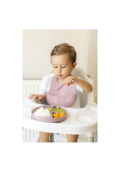 Özel Seri Pembe 3 Lü Silikon Yemek Seti Mama Malzemesi Sofra Gereci Bebek Eşyası