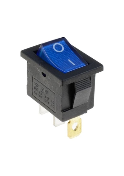 KCD1 Siyah Mavi Işıklı On/Off Anahtar 3 Pin