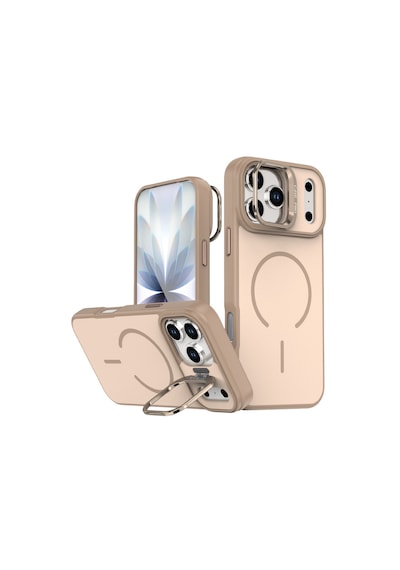 Apple Uyumlu iPhone 17 Pro Max  Flexa Magsafe Kapak Şeffaf Darbe Emici İnce Premium Kılıf Gold