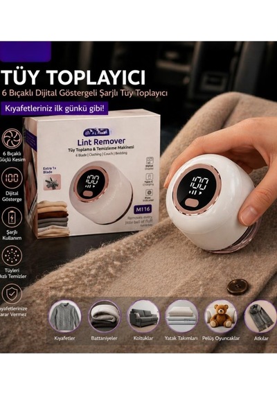 6 Bıçaklı Dijital Göstergeli Şarjlı Tüy Toplayıcı