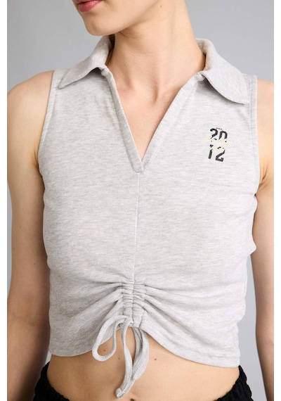 Defacto Nba Brooklyn Nets Fıtted Polo Yaka Ribana Kolsuz Tişört G9464ax26smgr421 Gri-gr421