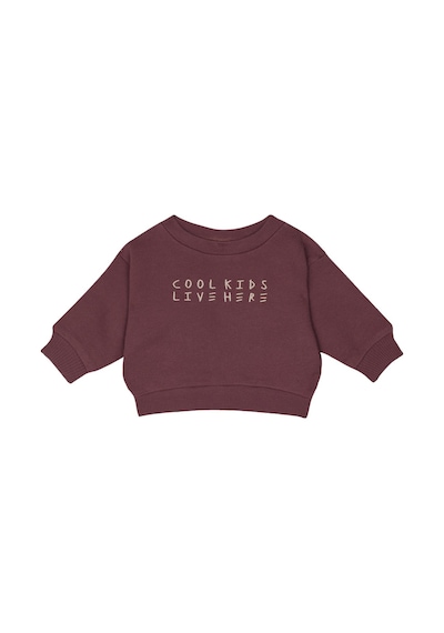 Antebies Pamuk Kumaştan Üretilmiş, Cool Kids Nakışlı, Omuzdan Çıtçıtlı, Raglan Kollu, Uzun Kollu Bebek Sweatshirtü, Bel Lastikli Bağcıklı Pantolon Takımı Bordo