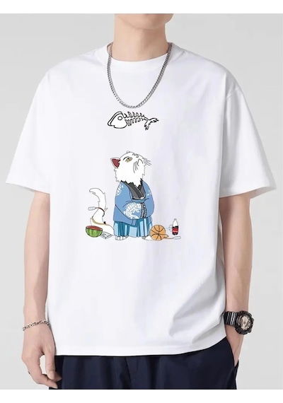 Startmore Samurai Cat Oversize Unisex Beyaz