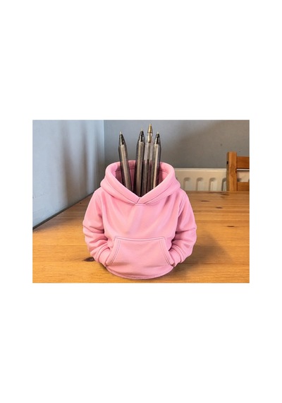 Alvera Kapüşonlu Sweatshirt Kalemlik 3d Baskı Masaüstü Organizer-pembe