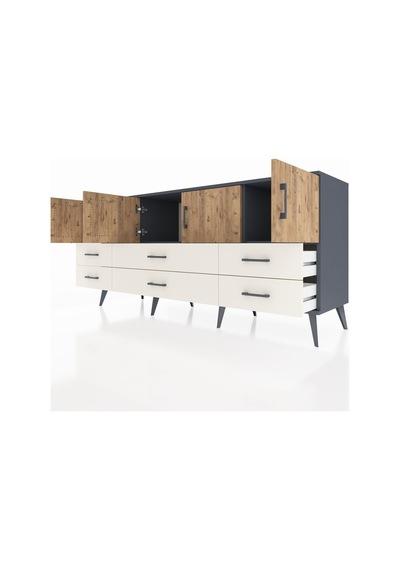 Hyperion Konsol 3 Raflı 6 Çekmeceli 4 Kapaklı 176x44x83 Antrasit-çam/aytaşı Çam/aytaşı Hyperion Konsol 3 Raflı 6 Çekmeceli 4 Kapaklı 176x44x83 Antrasit-çam/aytaşı Çam/aytaşı