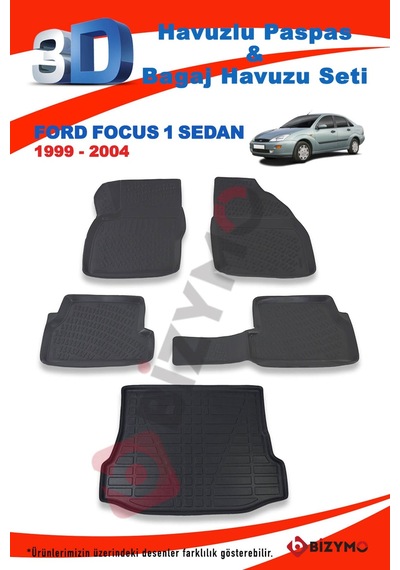 Ford Focus 1 Hb 1998-2005 Paspas ve Bagaj Havuzu Seti Siyah