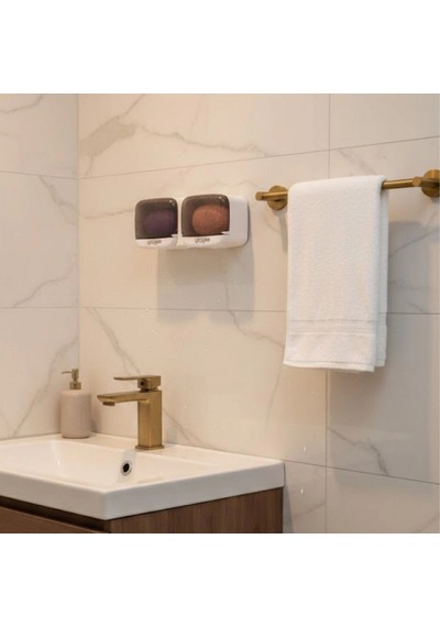 Duvara Monte İkili Kapaklı Plastik Katı Sabunluk Organizer Banyo &amp Amp Mutfak İçin Yapışkanlı Sabun Kutu Çok Renkli