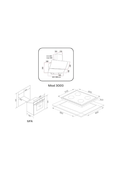 Alveus Premium MFA 627 - GLS 640 - MOD 3000 Siyah Ankastre Set