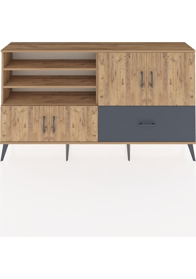 Arges Konsol 5 Raflı Tek Çekmeceli 4 Kapaklı 176x30x99 Çam-çam/an Çam-çam/antrasit Arges Konsol 5 Raflı Tek Çekmeceli 4 Kapaklı 176x30x99 Çam-çam/an Çam-çam/antrasit