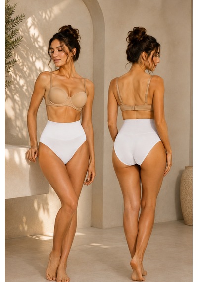 Fit Women Kadın Toparlayıcı Yüksek Bel Esnek Beyaz Külot