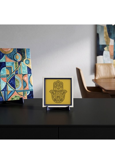 Hamsa Motifli Zarif Dekoratif Obje, Ev Ve Ofisiniz İçin Modern Ve Anlamlı Bir Detay 10x10 Cm