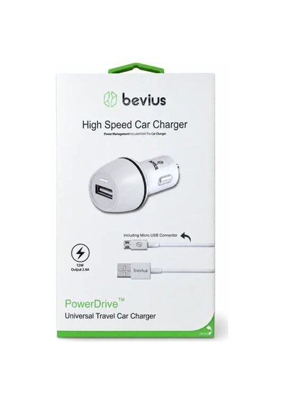 Micro Usb Beyaz 12w Kablolu Araç Şarj Cihazı Bevius Bvs-au509