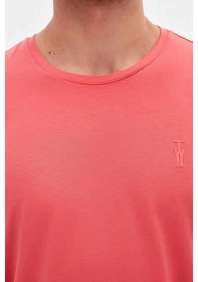 Twn Slim Fit Okyanus Mercanı Düz Kabartma Baskılı T-shirt 4ec148551753m Mr2