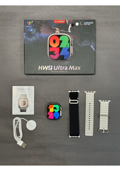 Wearfitpro Hw9 Ultra Max 49mm Amoled Ekran 2.2inç Çift Kordon Vidalı Kordon Kilitli Akıllı Saat