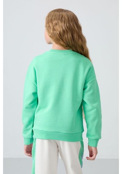 Oversize 3lü Paket Sarı-ekru-su Yeşili Kız Çocuk Sweatshirt - 75150 Sarı