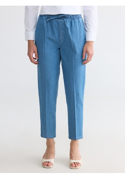 Lcwaıkıkı Classic Mavi Carrot Fit Keten Karışımlı Kadın Jean Pantolon