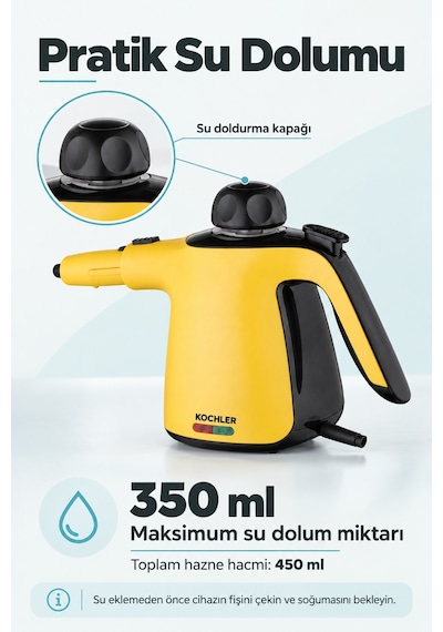 Kochler Buharlı Temizlik Makinesi 3.5 Bar Basınçlı El Tipi Temizleyici Ve Mop
