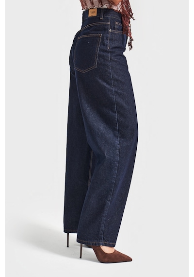 Itsbasic Kadın İndigo Renk Cindy 7w5-50 Skater Fit Bol Kesim İç Boy 80cm Denim Jean