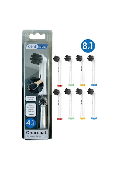 Charcoal - Aktif Karbon Ekstra Beyazlık Oral B Şarjlı Diş Fırçası Yedek Başlığı - 8'li Yedek Başlık