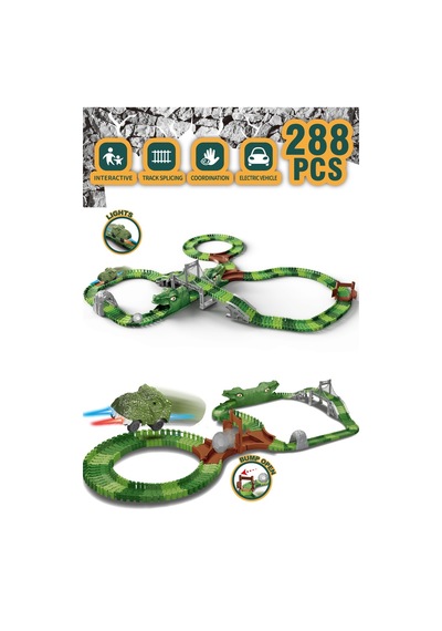 Dinosaur Tracks 288 Parça Dinozor Temalı Hareketli Raylar Full Set Dinozor Arabalı