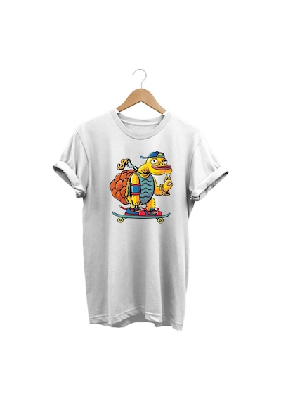 Charismatic Skater Turtle - Karizmatik Kaykaycı Kaplumbağa Baskılı Tshirt Beyaz Charismatic Skater Turtle - Karizmatik Kaykaycı Kaplumbağa Baskılı Tshirt Beyaz