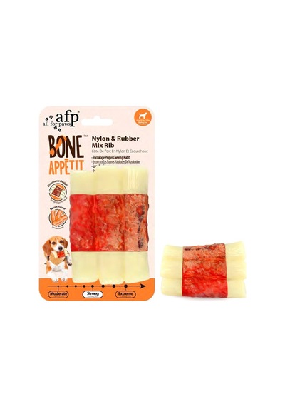 Afp Bone Appetit Pastırma Aromalı Naylon Ve Kauçuk Kaburga Köpek Oyuncağı 12x8x4 Cm