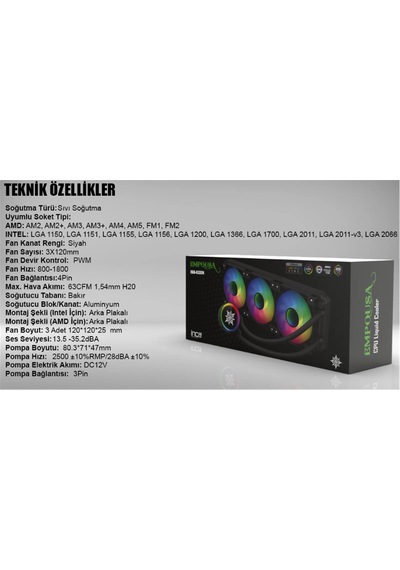 Inca Iss-03xn 3x120 360 Argb Kumandalı Am5+1700p Cpu Sıvı Soğutma Intel Lga 1200-115x-2011 Kdo