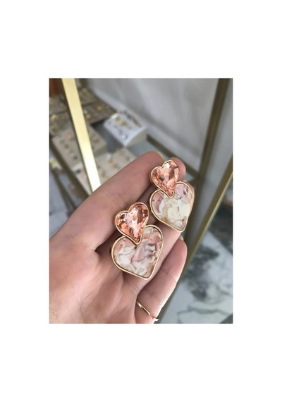 Kalp Model Küpe Pembe