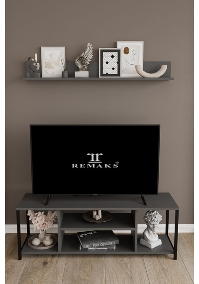 Jolie 120 Cm Metal Tv Sehpası Raflı Tv Ünitesi Televizyon Sehpası Antrasit Jolie 120 Cm Metal Tv Sehpası Raflı Tv Ünitesi Televizyon Sehpası Antrasit