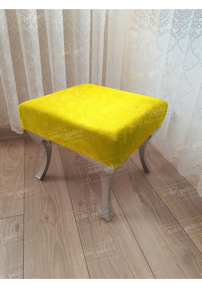 Ayak Ucu Kapı Önü Antre Düz Bench Puf Gümüş Ayak Sarı