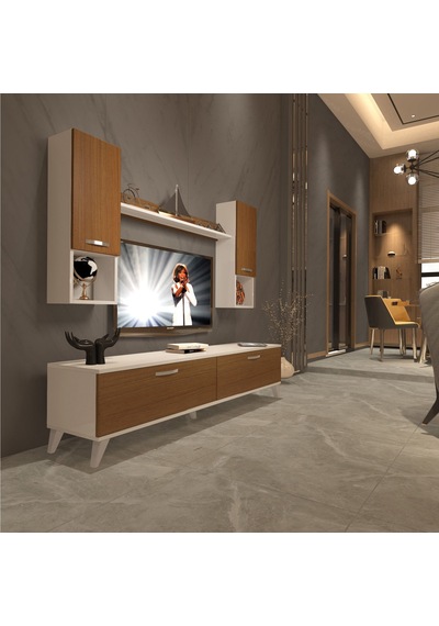 Decoraktiv Eko 5da Mdf Std Retro Tv Ünitesi Tv Sehpası Beyaz - Ceviz