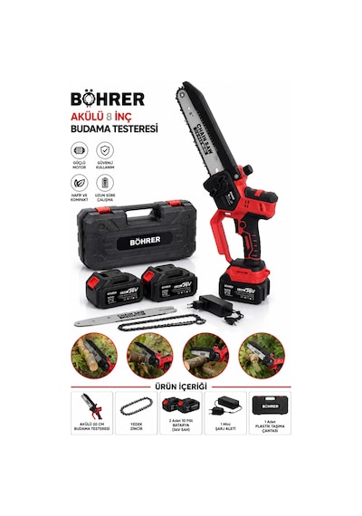 Böhrer Ba011409 36v 5ah 10pilli 20cm Kömürsüz Dal Budama Testeresi