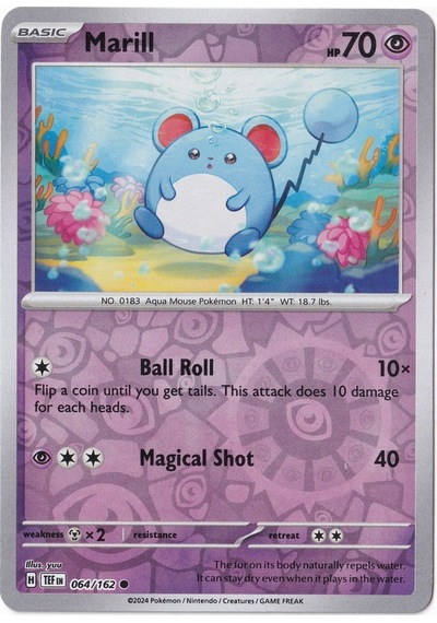Marill Reverse Holo 064/162 - Temporal Forces - Pokemon Kartı Mint