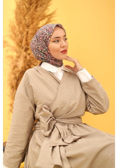 Silk Home Karanfil Desen Soft Pamuk Eşarp Mürdüm