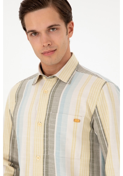 U.s. Polo Assn. Erkek Açık Haki Gömlek Desenli 50291243-vr183 Açık Haki
