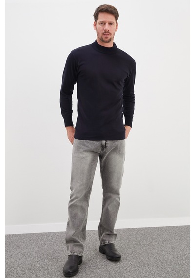 Fullamoda Basic Dik Yaka Regular Fit Triko Kazak Lacivert