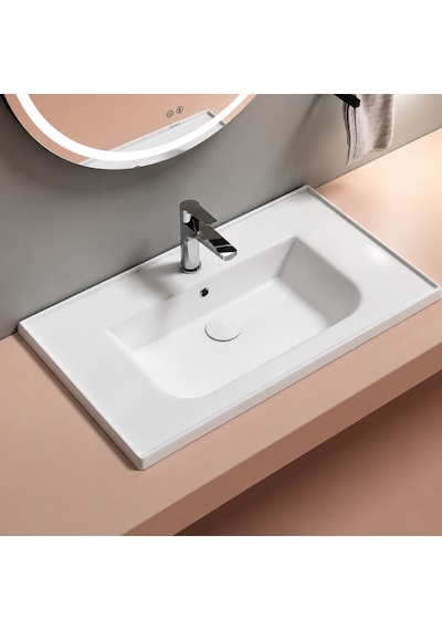 Isvea Sistema L İnce Formlu Lavabo 81x46,5 Cm Beyaz 10le50081