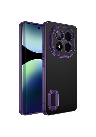 Xiaomi Redmi Note 14 Pro Plus Kılıf Kamera Korumalı Logo Gösteren Zore Omega Kapak Derin Mor