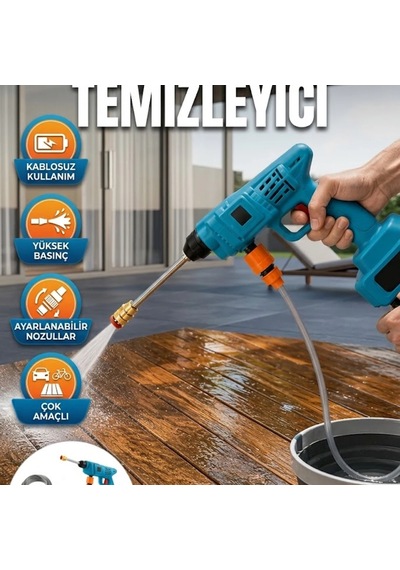 Şarjlı Yüksek Basınçlı Oto Yıkama Ve Bahçe Sulama Tabancası 15000mah Lityum Pil