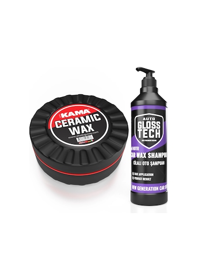 Autokama Ceramic Wax + Glosstech Cilalı Oto Şampuan 500 ML 2'li Set