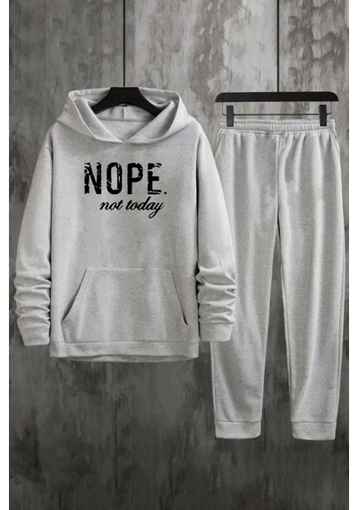 Uyguntarz Unisex Nope Baskılı Eşofman Takımı Gri