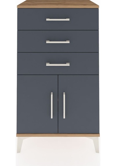 Hyperion Komodin Tek Raflı 3 Çekmeceli 2 Kapaklı 60x44x106 Çam-antrasit Atlas Çam